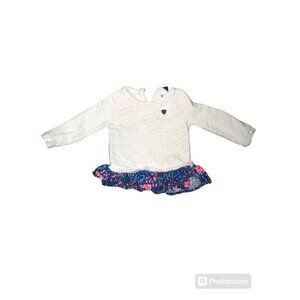 Oshkosh Baby Girls Heart Peplum Top‎ 6 9M White Long Sleeve Floral Ruffle Cute